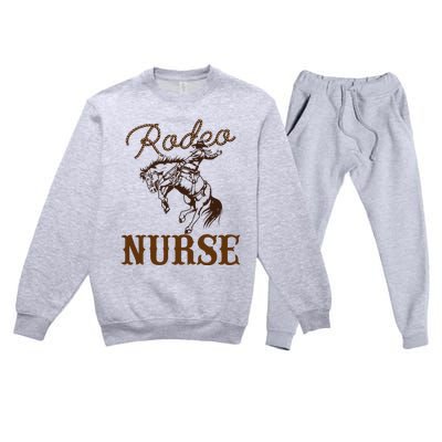 Nurse 1st First Birthday Cowboy Rn Western Rodeo Party Premium Crewneck Sweatsuit Set