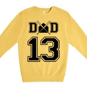 Number 13 Players Biggest Fan For Baseball Or Softball Dad Gift Premium Crewneck Sweatshirt