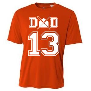 Number 13 Players Biggest Fan For Baseball Or Softball Dad Gift Cooling Performance Crew T-Shirt