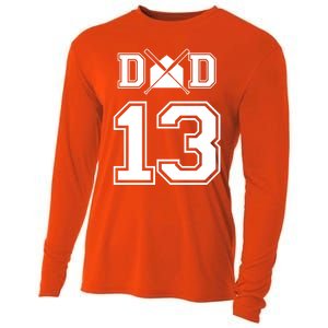 Number 13 Players Biggest Fan For Baseball Or Softball Dad Gift Cooling Performance Long Sleeve Crew