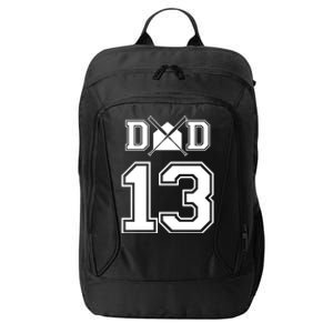 Number 13 Players Biggest Fan For Baseball Or Softball Dad Gift City Backpack