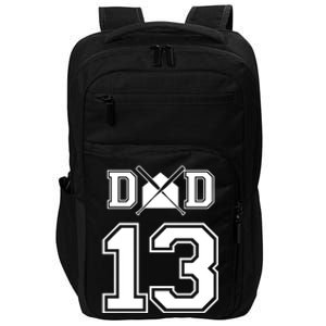 Number 13 Players Biggest Fan For Baseball Or Softball Dad Gift Impact Tech Backpack