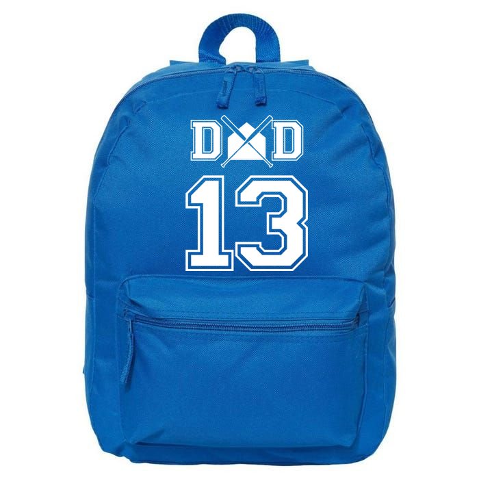 Number 13 Players Biggest Fan For Baseball Or Softball Dad Gift 16 in Basic Backpack