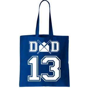 Number 13 Players Biggest Fan For Baseball Or Softball Dad Gift Tote Bag