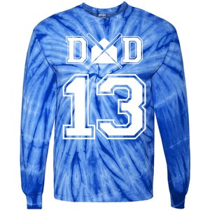 Number 13 Players Biggest Fan For Baseball Or Softball Dad Gift Tie-Dye Long Sleeve Shirt