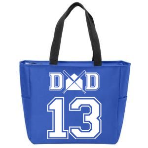 Number 13 Players Biggest Fan For Baseball Or Softball Dad Gift Zip Tote Bag