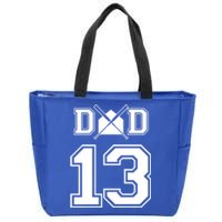 Number 13 Players Biggest Fan For Baseball Or Softball Dad Gift Zip Tote Bag