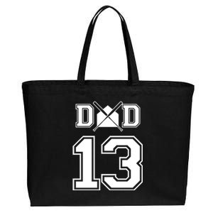 Number 13 Players Biggest Fan For Baseball Or Softball Dad Gift Cotton Canvas Jumbo Tote