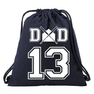 Number 13 Players Biggest Fan For Baseball Or Softball Dad Gift Drawstring Bag