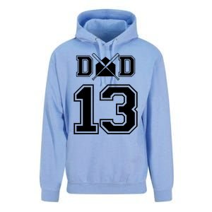 Number 13 Players Biggest Fan For Baseball Or Softball Dad Gift Unisex Surf Hoodie