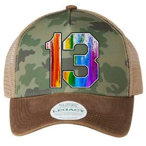 Number 13 Rainbow Pride Powder Tie Dye Flag Sports Fan Wear Legacy Tie Dye Trucker Hat