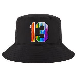 Number 13 Rainbow Pride Powder Tie Dye Flag Sports Fan Wear Cool Comfort Performance Bucket Hat