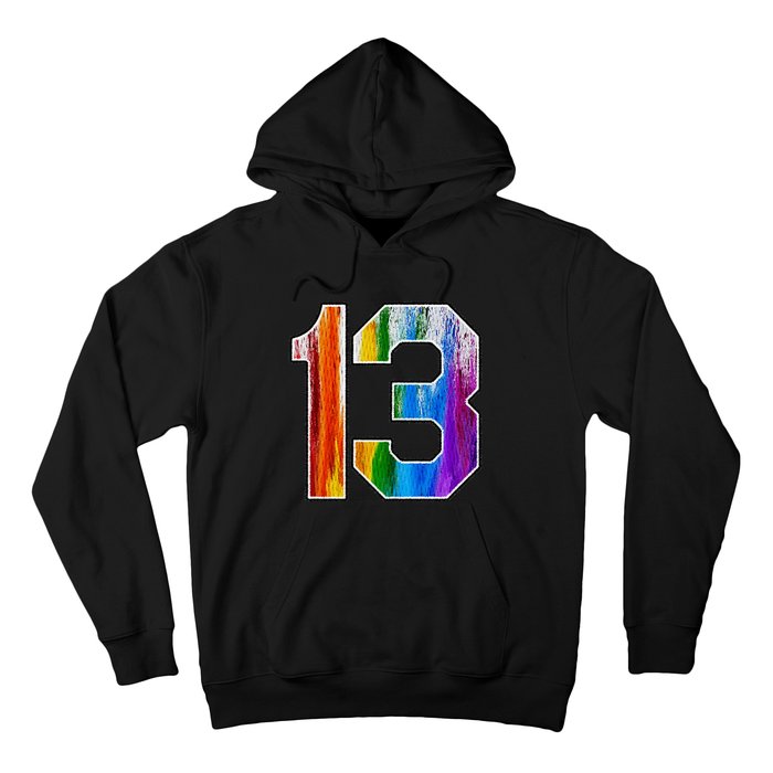 Number 13 Rainbow Pride Powder Tie Dye Flag Sports Fan Wear Hoodie