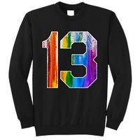 Number 13 Rainbow Pride Powder Tie Dye Flag Sports Fan Wear Sweatshirt