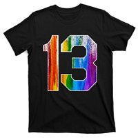 Number 13 Rainbow Pride Powder Tie Dye Flag Sports Fan Wear T-Shirt