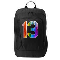 Number 13 Rainbow Pride Powder Tie Dye Flag Sports Fan Wear City Backpack