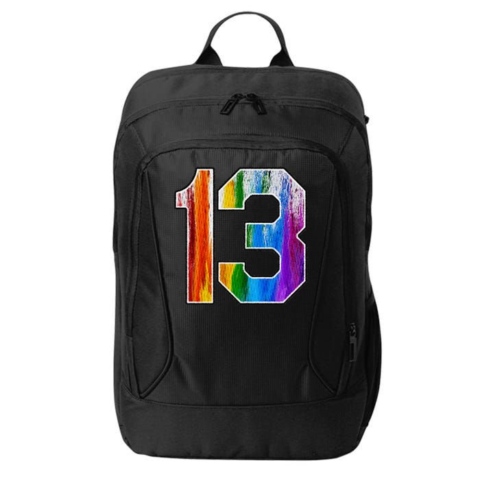 Number 13 Rainbow Pride Powder Tie Dye Flag Sports Fan Wear City Backpack