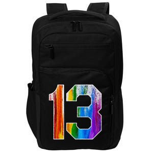 Number 13 Rainbow Pride Powder Tie Dye Flag Sports Fan Wear Impact Tech Backpack