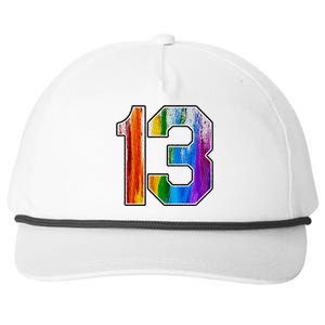 Number 13 Rainbow Pride Powder Tie Dye Flag Sports Fan Wear Snapback Five-Panel Rope Hat