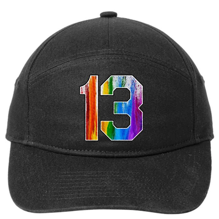 Number 13 Rainbow Pride Powder Tie Dye Flag Sports Fan Wear 7-Panel Snapback Hat