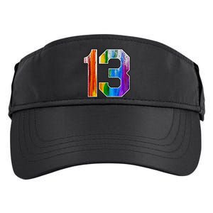 Number 13 Rainbow Pride Powder Tie Dye Flag Sports Fan Wear Adult Drive Performance Visor