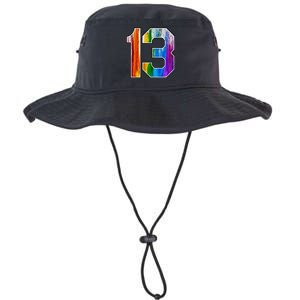 Number 13 Rainbow Pride Powder Tie Dye Flag Sports Fan Wear Legacy Cool Fit Booney Bucket Hat