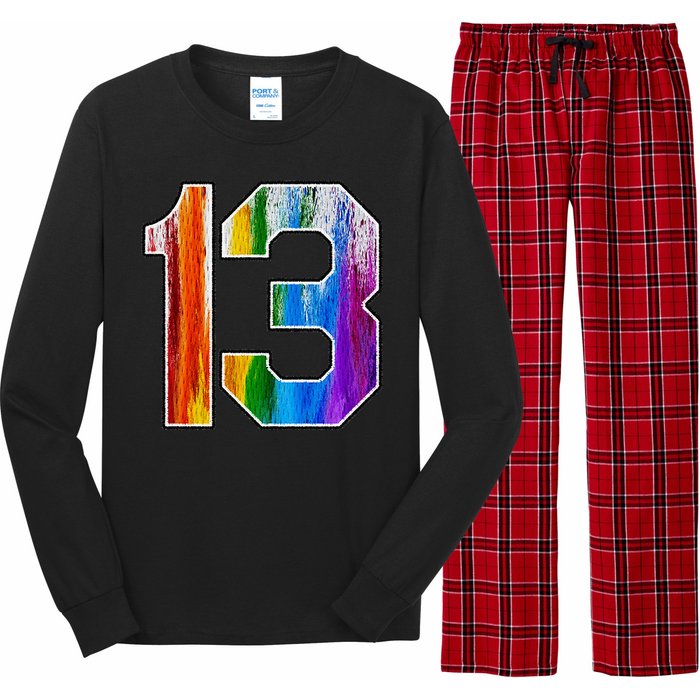 Number 13 Rainbow Pride Powder Tie Dye Flag Sports Fan Wear Long Sleeve Pajama Set