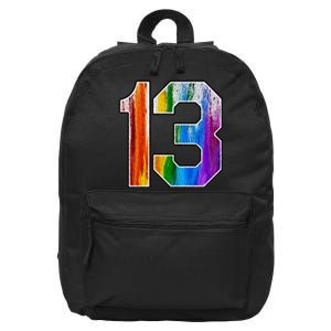 Number 13 Rainbow Pride Powder Tie Dye Flag Sports Fan Wear 16 in Basic Backpack