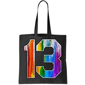 Number 13 Rainbow Pride Powder Tie Dye Flag Sports Fan Wear Tote Bag