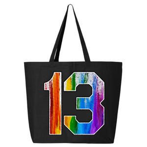 Number 13 Rainbow Pride Powder Tie Dye Flag Sports Fan Wear 25L Jumbo Tote