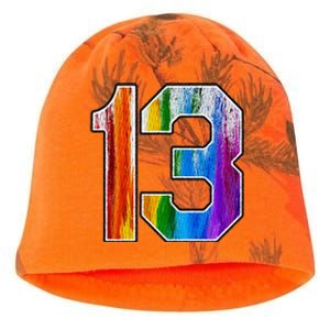 Number 13 Rainbow Pride Powder Tie Dye Flag Sports Fan Wear Kati - Camo Knit Beanie