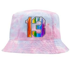 Number 13 Rainbow Pride Powder Tie Dye Flag Sports Fan Wear Tie-Dyed Bucket Hat