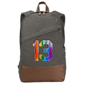 Number 13 Rainbow Pride Powder Tie Dye Flag Sports Fan Wear Cotton Canvas Backpack