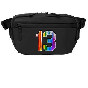 Number 13 Rainbow Pride Powder Tie Dye Flag Sports Fan Wear Crossbody Pack