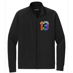 Number 13 Rainbow Pride Powder Tie Dye Flag Sports Fan Wear Stretch Full-Zip Cadet Jacket