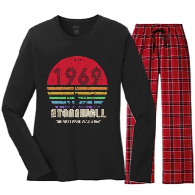 NYC 1969 Stonewall The First Pride Was A Riot LGBT Gay Lesbian Women's Long Sleeve Flannel Pajama Set 