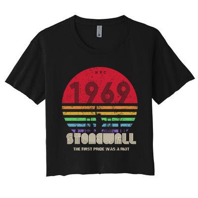 NYC 1969 Stonewall The First Pride Was A Riot LGBT Gay Lesbian Women's Crop Top Tee