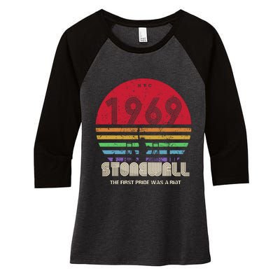 NYC 1969 Stonewall The First Pride Was A Riot LGBT Gay Lesbian Women's Tri-Blend 3/4-Sleeve Raglan Shirt