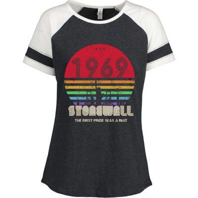 NYC 1969 Stonewall The First Pride Was A Riot LGBT Gay Lesbian Enza Ladies Jersey Colorblock Tee