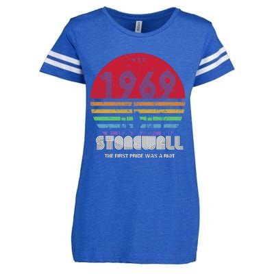 NYC 1969 Stonewall The First Pride Was A Riot LGBT Gay Lesbian Enza Ladies Jersey Football T-Shirt