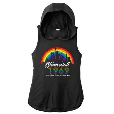 NYC 1969 Stonewall The First Pride Was A Riot LGBT Gay Lesbian Ladies PosiCharge Tri-Blend Wicking Draft Hoodie Tank