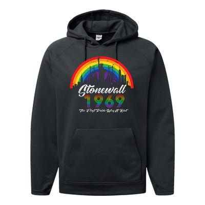 NYC 1969 Stonewall The First Pride Was A Riot LGBT Gay Lesbian Performance Fleece Hoodie