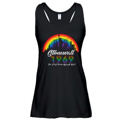 NYC 1969 Stonewall The First Pride Was A Riot LGBT Gay Lesbian Ladies Essential Flowy Tank