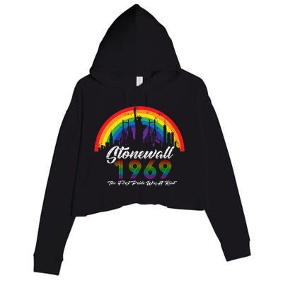 NYC 1969 Stonewall The First Pride Was A Riot LGBT Gay Lesbian Crop Fleece Hoodie