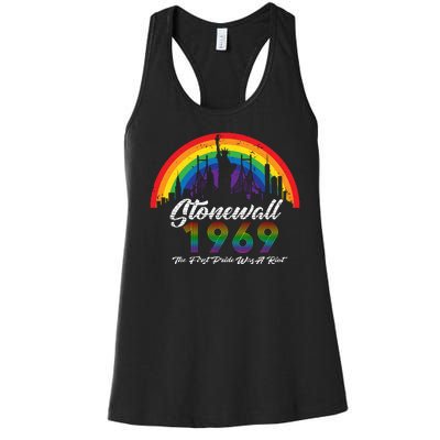 NYC 1969 Stonewall The First Pride Was A Riot LGBT Gay Lesbian Women's Racerback Tank