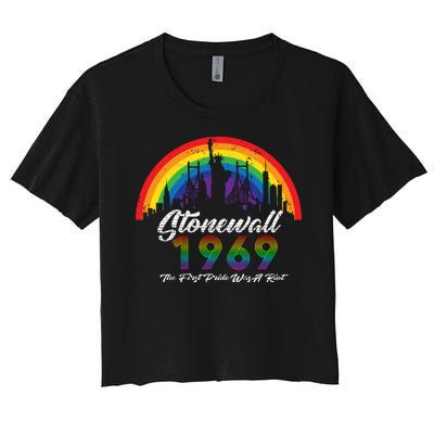 NYC 1969 Stonewall The First Pride Was A Riot LGBT Gay Lesbian Women's Crop Top Tee