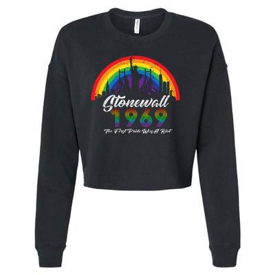 NYC 1969 Stonewall The First Pride Was A Riot LGBT Gay Lesbian Cropped Pullover Crew