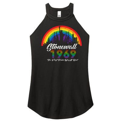 NYC 1969 Stonewall The First Pride Was A Riot LGBT Gay Lesbian Women's Perfect Tri Rocker Tank