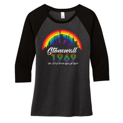 NYC 1969 Stonewall The First Pride Was A Riot LGBT Gay Lesbian Women's Tri-Blend 3/4-Sleeve Raglan Shirt