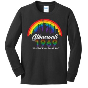 NYC 1969 Stonewall The First Pride Was A Riot LGBT Gay Lesbian Kids Long Sleeve Shirt